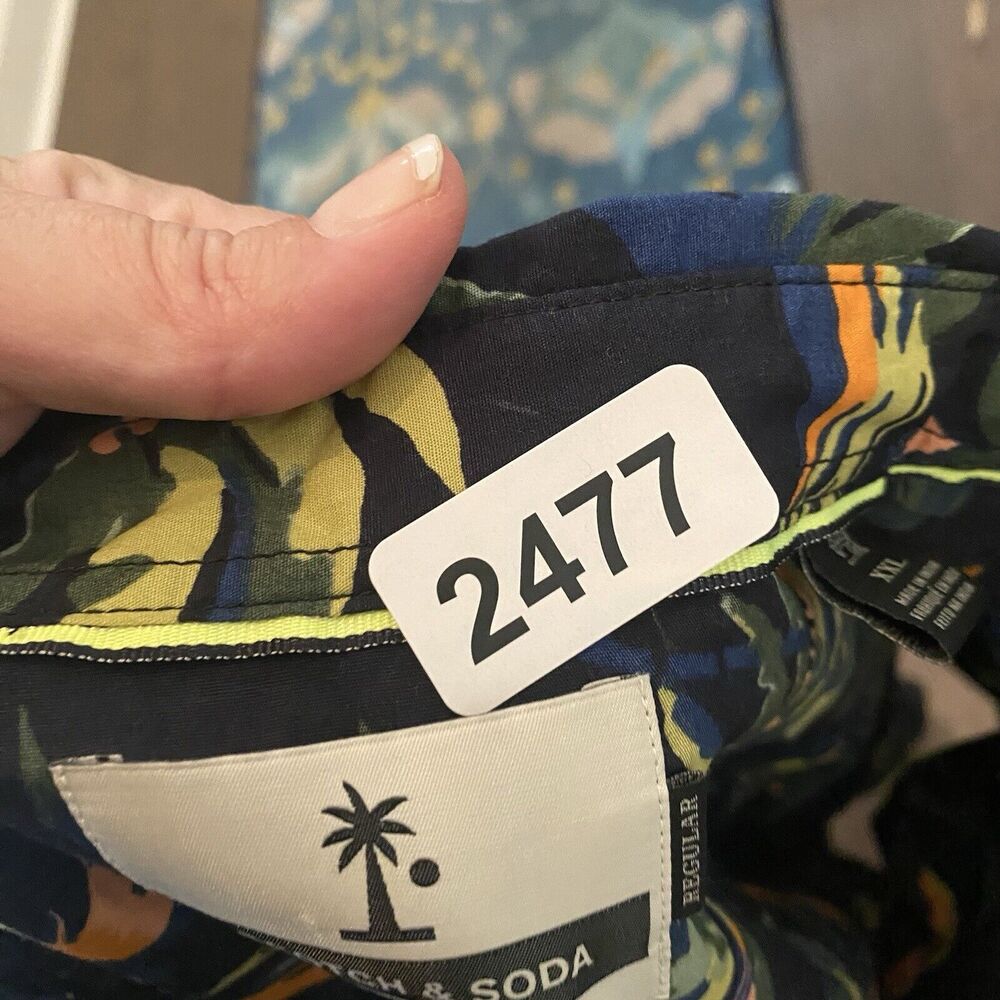 NOT FOR SALE Scotch & Soda Camp Shirt Men XXL Blue Poolside Hawaiian Tropical - Picture 14 of 14
